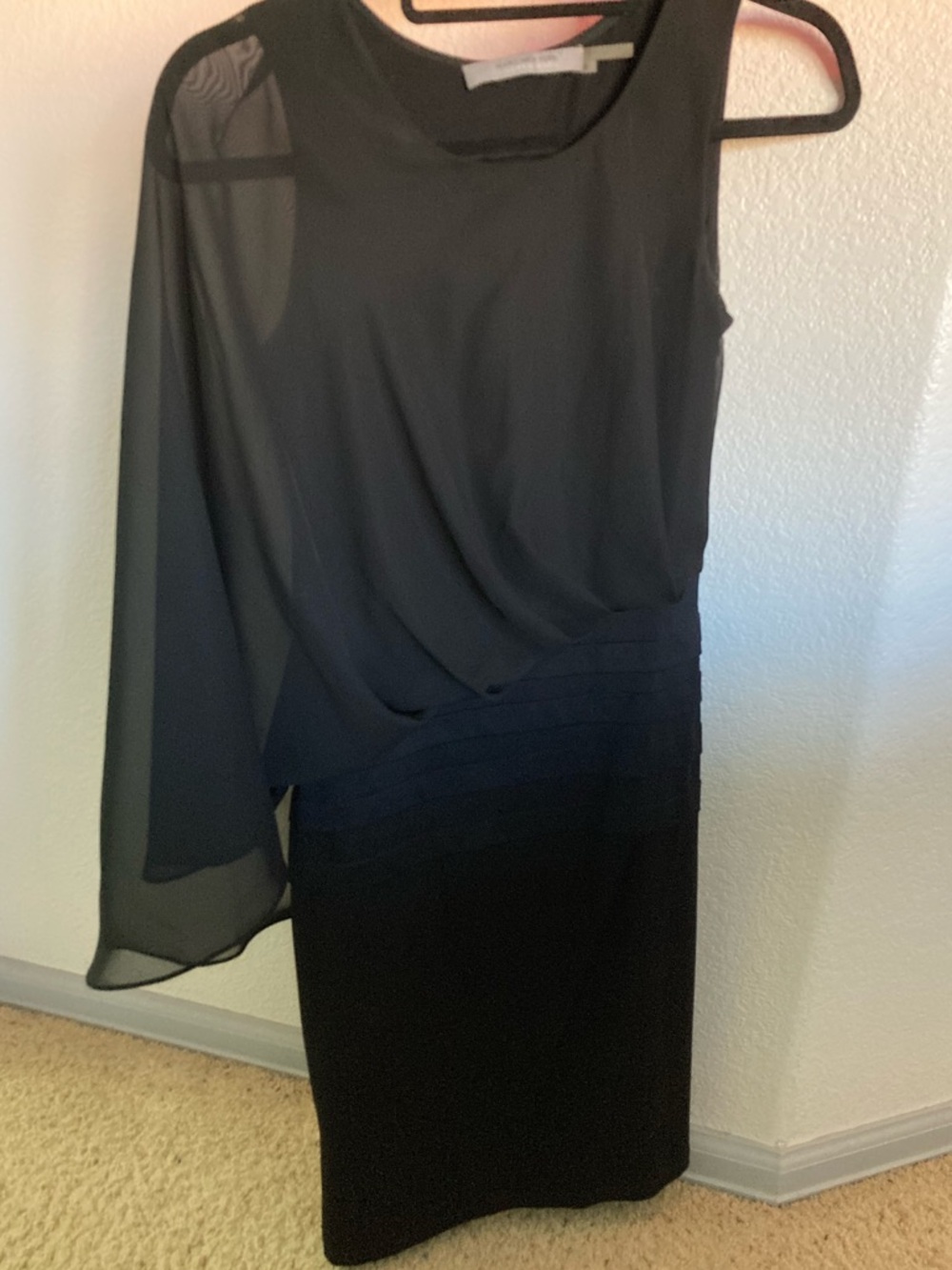 Marc New York Black Dress, Sheer Sleeve, Size 0